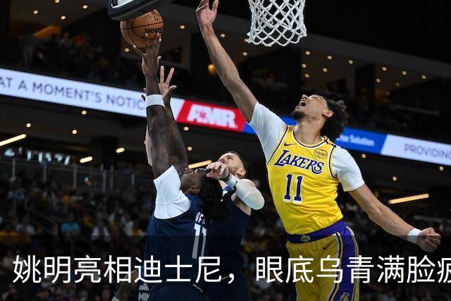 姚明亮相迪士尼，眼底乌青满脸疲惫，一身伤病走路一瘸一拐太沧桑